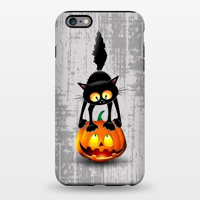 iPhone 6/6s plus StrongFit Cat Fun Halloween Character Cartoon scratching a Halloween Pumpkin by BluedarkArt