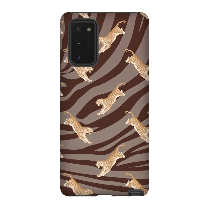 Galaxy Note 20 StrongFit Tiger pattern on brown stripes - modern animal pattern by Oana 