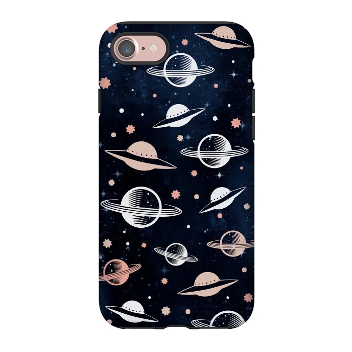 iPhone 7 StrongFit Planets and stars - space pattern - celestial pattern on navy by Oana 