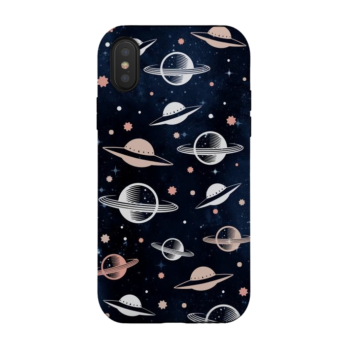 iPhone Xs / X StrongFit Planets and stars - space pattern - celestial pattern on navy by Oana 