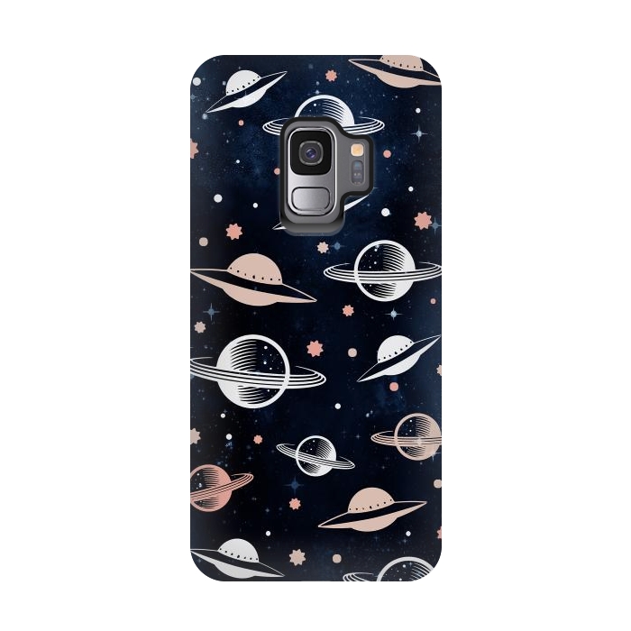 Galaxy S9 StrongFit Planets and stars - space pattern - celestial pattern on navy by Oana 