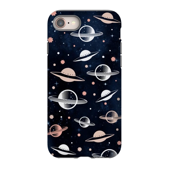 iPhone 8 StrongFit Planets and stars - space pattern - celestial pattern on navy by Oana 