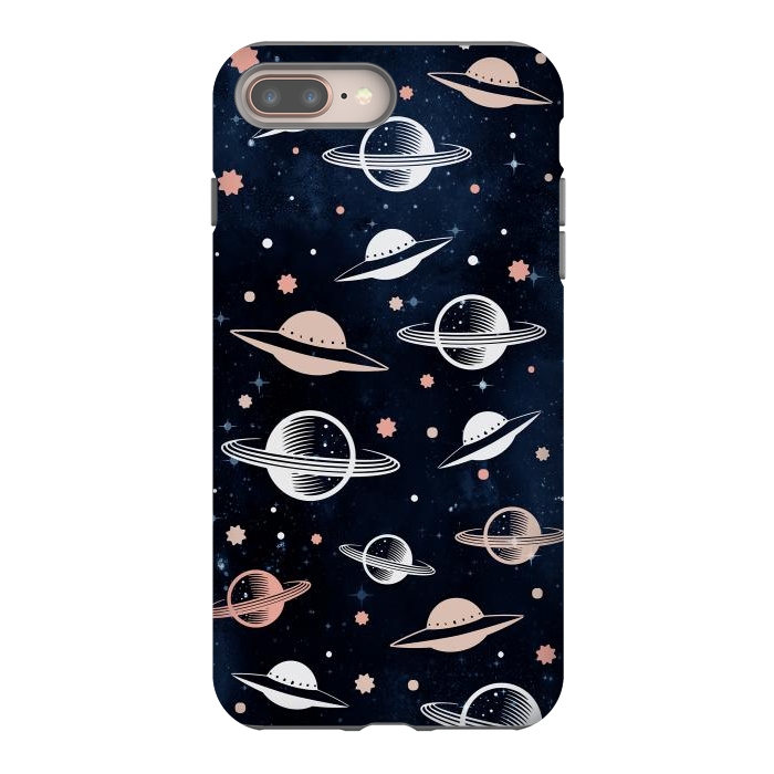 iPhone 8 plus StrongFit Planets and stars - space pattern - celestial pattern on navy by Oana 