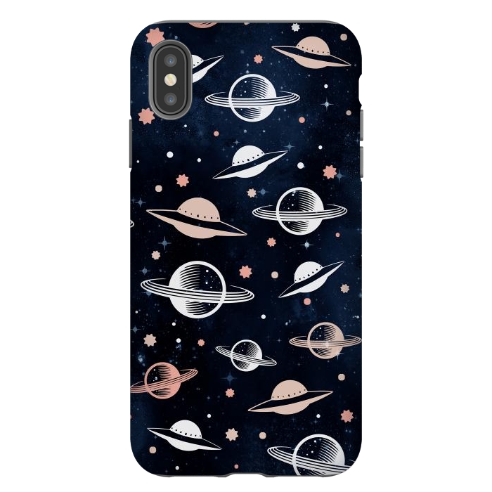 iPhone Xs Max StrongFit Planets and stars - space pattern - celestial pattern on navy by Oana 
