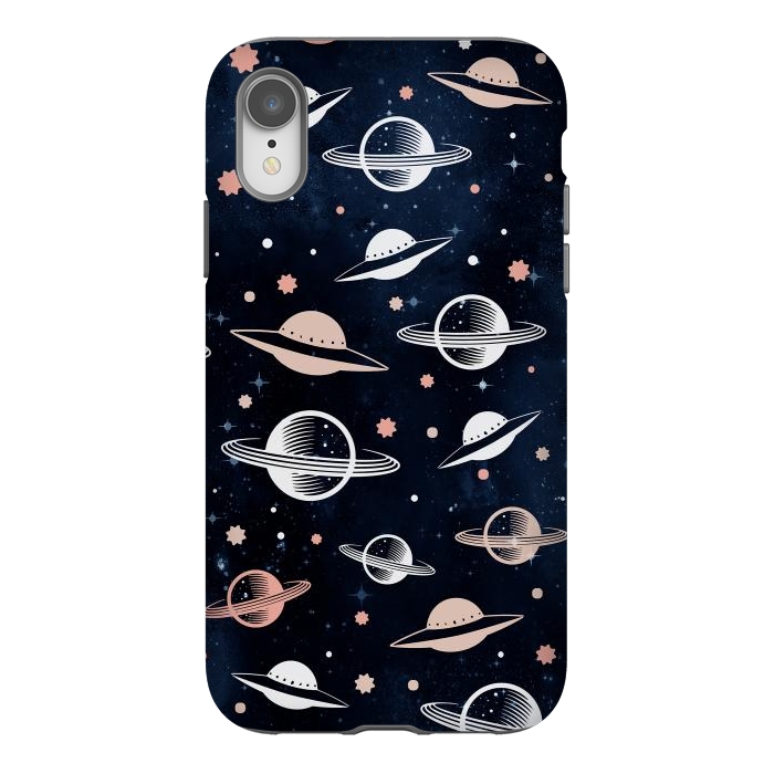 iPhone Xr StrongFit Planets and stars - space pattern - celestial pattern on navy by Oana 