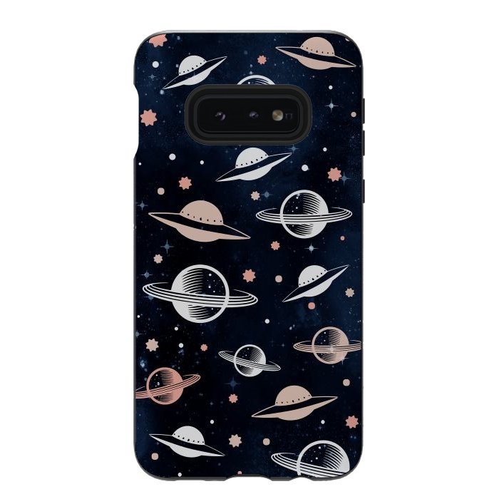 Galaxy S10e StrongFit Planets and stars - space pattern - celestial pattern on navy by Oana 