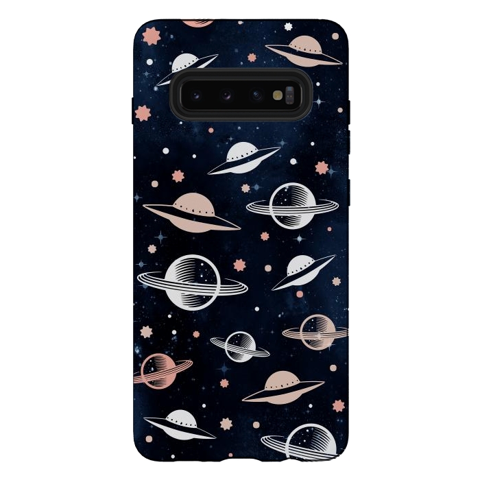 Galaxy S10 plus StrongFit Planets and stars - space pattern - celestial pattern on navy by Oana 