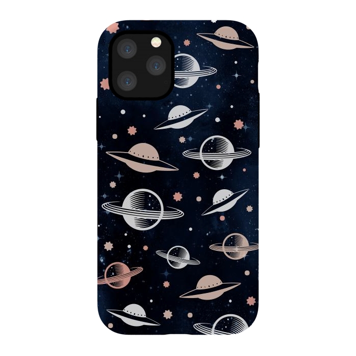 iPhone 11 Pro StrongFit Planets and stars - space pattern - celestial pattern on navy by Oana 