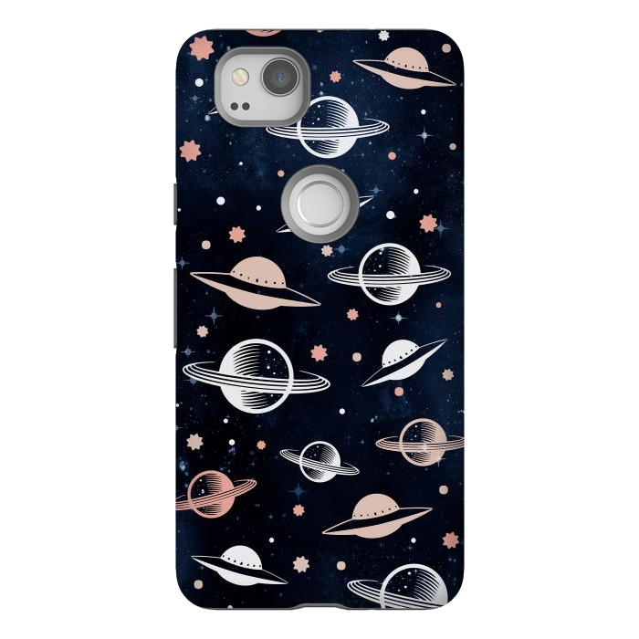 Pixel 2 StrongFit Planets and stars - space pattern - celestial pattern on navy by Oana 