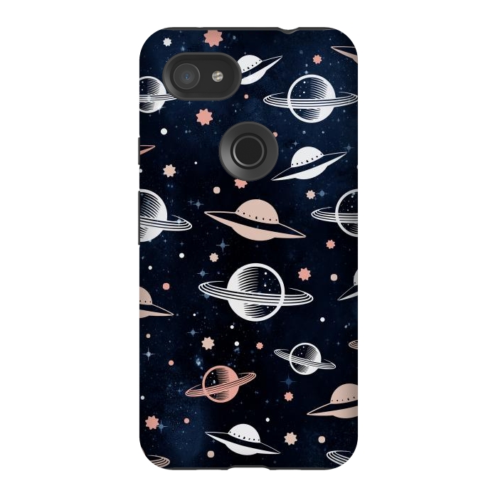 Pixel 3AXL StrongFit Planets and stars - space pattern - celestial pattern on navy by Oana 
