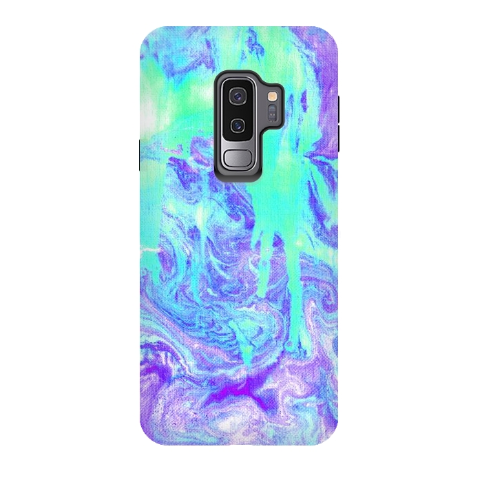 Galaxy S9 plus StrongFit Melting Marble in Mint & Purple by Tangerine-Tane