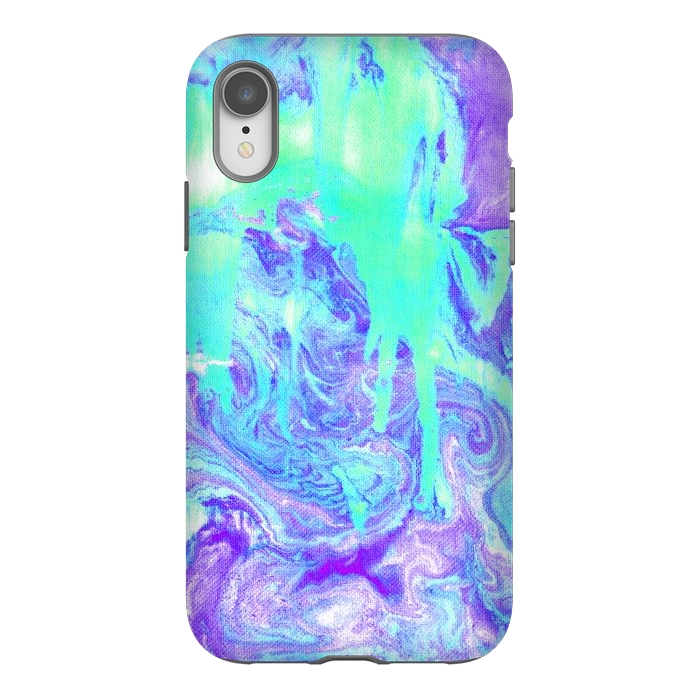 iPhone Xr StrongFit Melting Marble in Mint & Purple by Tangerine-Tane