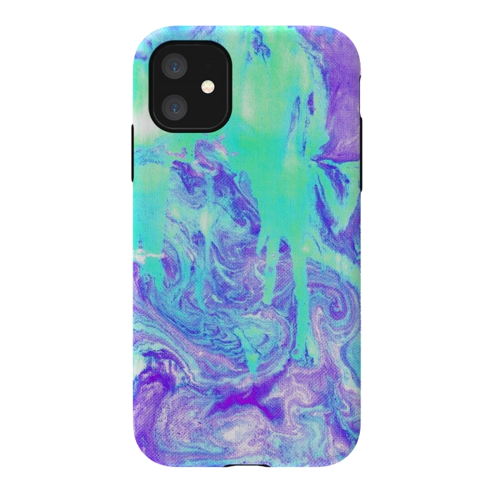 iPhone 11 StrongFit Melting Marble in Mint & Purple by Tangerine-Tane