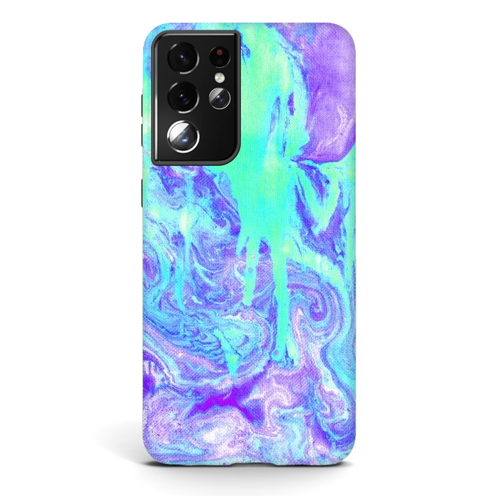 Galaxy S21 ultra StrongFit Melting Marble in Mint & Purple by Tangerine-Tane