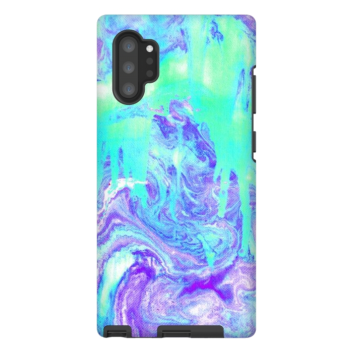 Galaxy Note 10 plus StrongFit Melting Marble in Mint & Purple by Tangerine-Tane