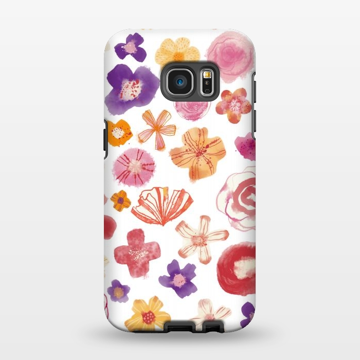 Galaxy S7 EDGE StrongFit Fresh Watercolor Wildflowers by Nic Squirrell