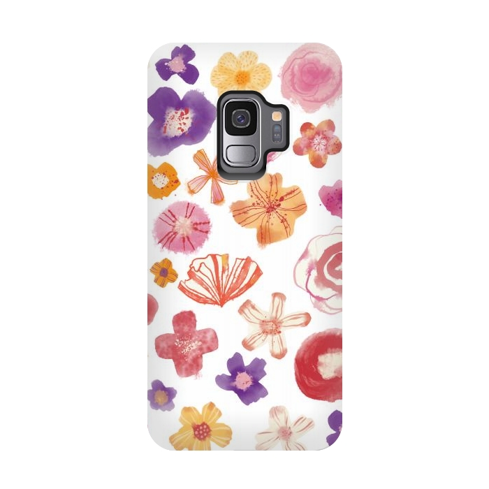 Galaxy S9 StrongFit Fresh Watercolor Wildflowers by Nic Squirrell