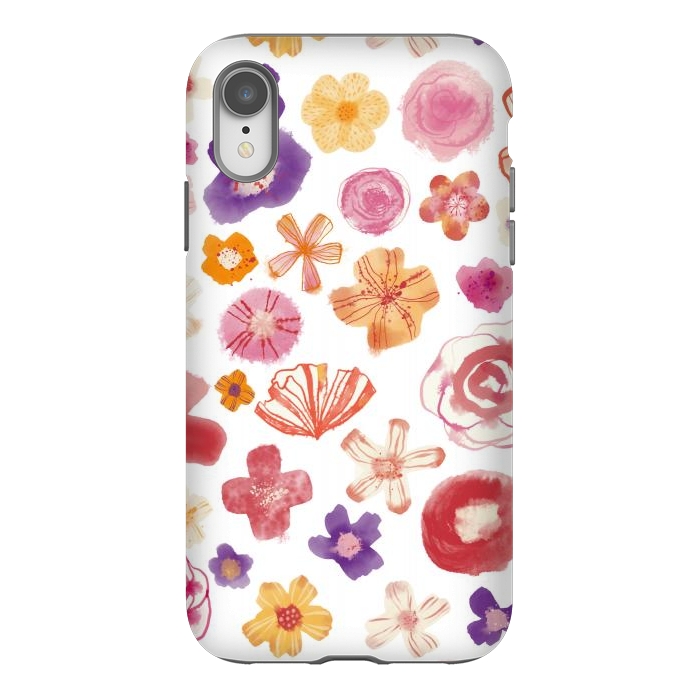 iPhone Xr StrongFit Fresh Watercolor Wildflowers by Nic Squirrell