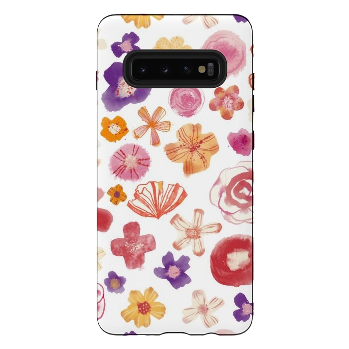 Galaxy S10 plus StrongFit Fresh Watercolor Wildflowers by Nic Squirrell