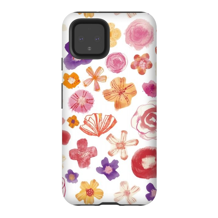 Pixel 4 StrongFit Fresh Watercolor Wildflowers by Nic Squirrell