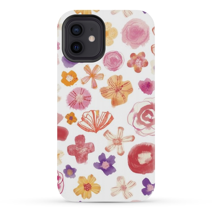iPhone 12 mini StrongFit Fresh Watercolor Wildflowers by Nic Squirrell