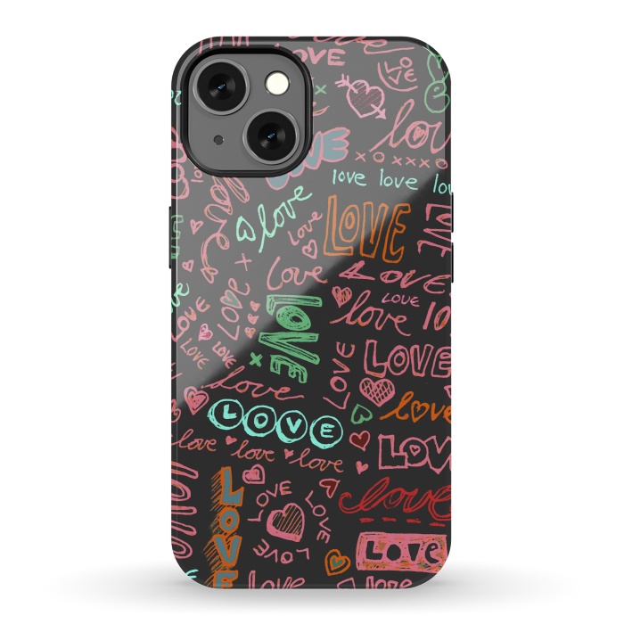 iPhone 13 StrongFit Love Love Love ballpoint doodles by Micklyn Le Feuvre
