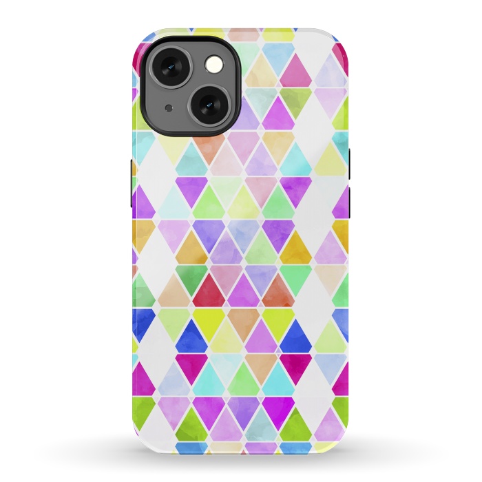 iPhone 13 StrongFit Watercolor Abstract Pastel Triangles by Girly Trend