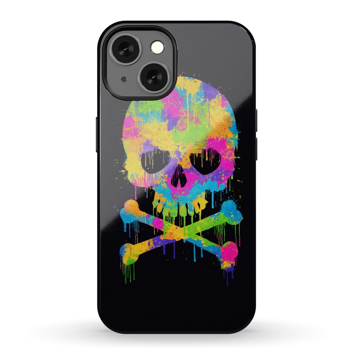 iPhone 13 StrongFit Grafitti Watercolor Skull by Philipp Rietz