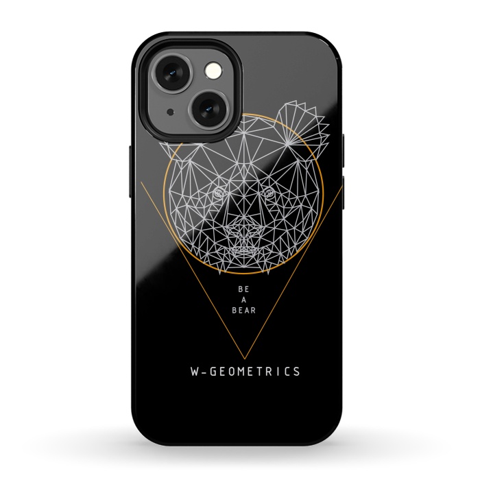 iPhone 13 mini StrongFit Bear Black by W-Geometrics