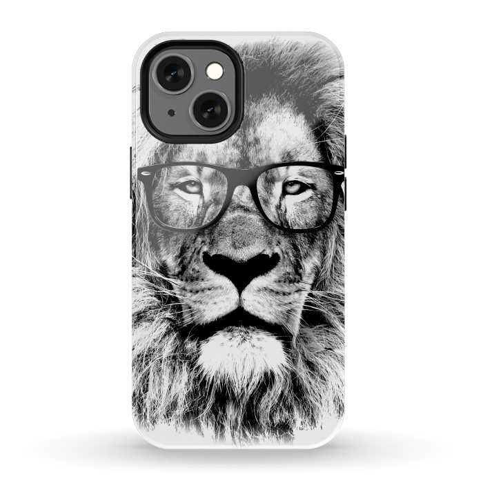iPhone 13 mini StrongFit The King Lion of The Library by Mitxel Gonzalez