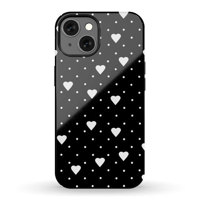 iPhone 13 StrongFit Pin Point Hearts White by Project M