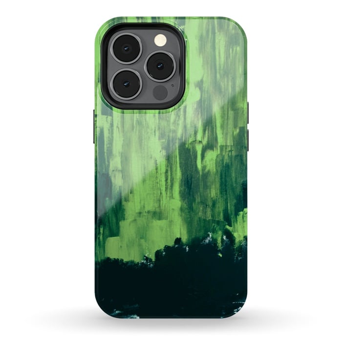 iPhone 13 pro StrongFit Lime Green Northern Lights by ANoelleJay