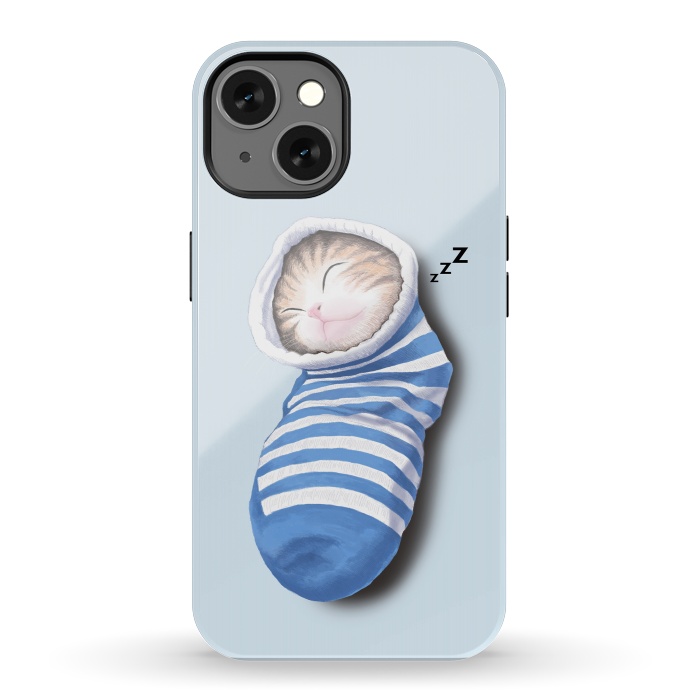 iPhone 13 StrongFit Cat in The Sock by Tummeow