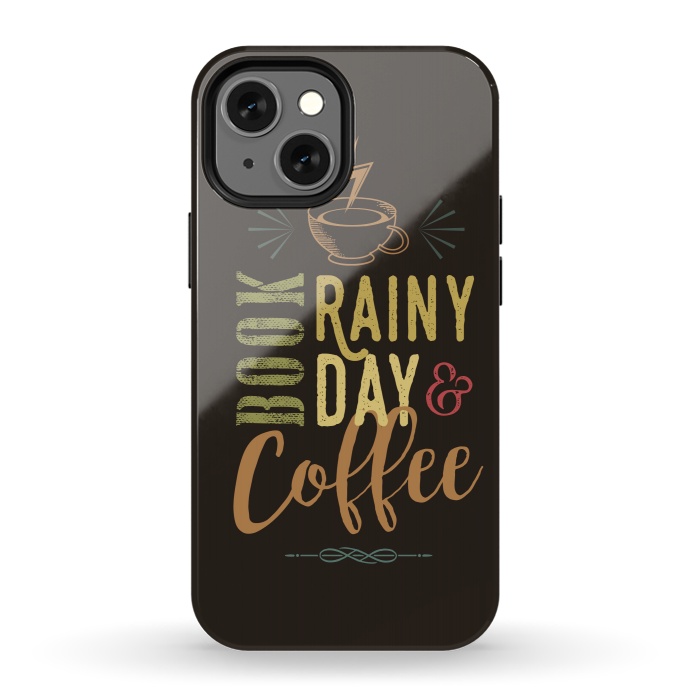 iPhone 13 mini StrongFit Book, Rainy Day & Coffee (a master blend) by Dellán