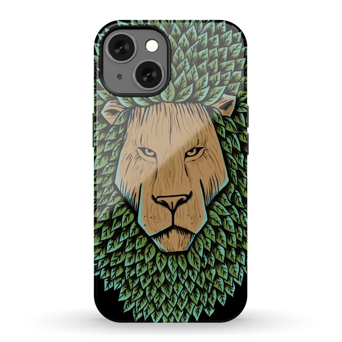 iPhone 13 StrongFit Wood Lion by Coffee Man
