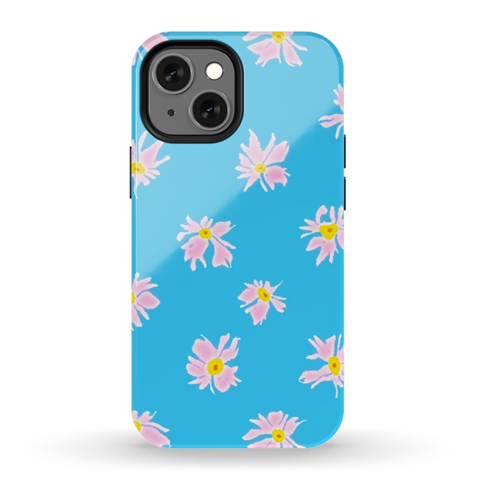 iPhone 13 mini StrongFit Pink Snow & Sky by Bettie * Blue