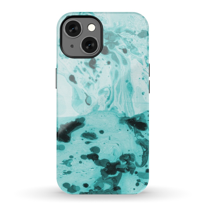 iPhone 13 StrongFit Turquoise Marble by Laura Grant