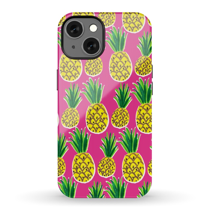 iPhone 13 StrongFit Painted pineapples by Laura Grant