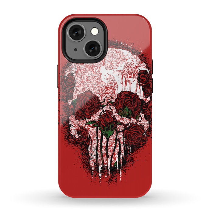 iPhone 13 mini StrongFit Skull Roses by Branko Ricov