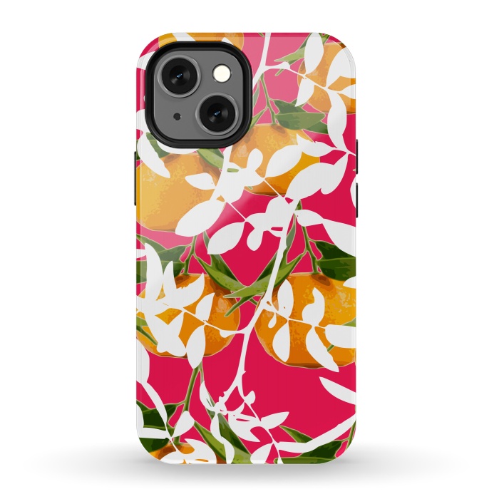 iPhone 13 mini StrongFit Hiding Mandarins (Pink) by Zala Farah