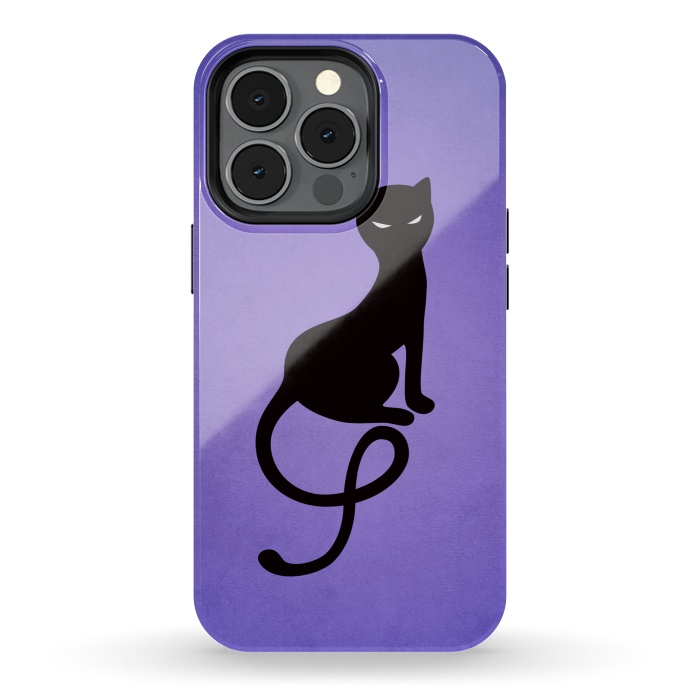 iPhone 13 pro StrongFit Purple Gracious Evil Black Cat by Boriana Giormova