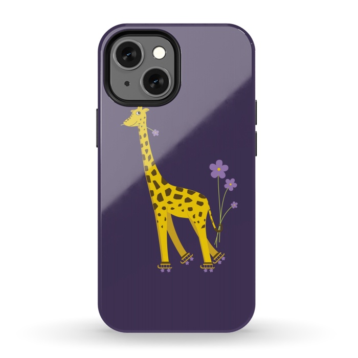 iPhone 13 mini StrongFit Cute Funny Rollerskating Giraffe by Boriana Giormova