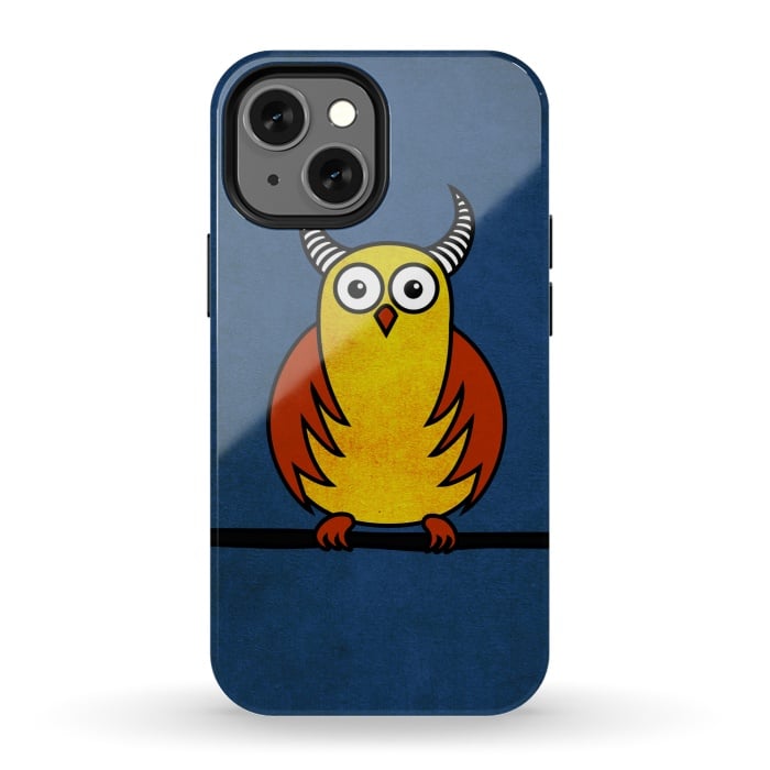 iPhone 13 mini StrongFit Funny Cartoon Horned Owl by Boriana Giormova