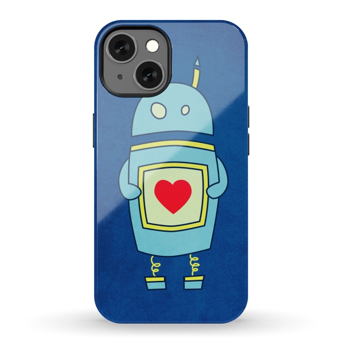 iPhone 13 StrongFit Clumsy Cute Robot With Heart by Boriana Giormova