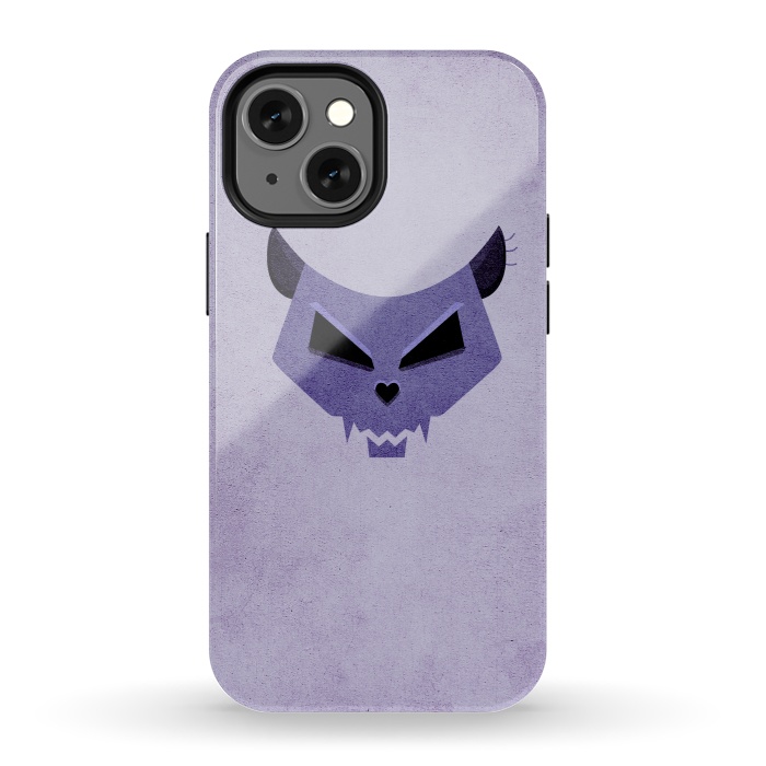 iPhone 13 mini StrongFit Purple Evil Cat Skull by Boriana Giormova