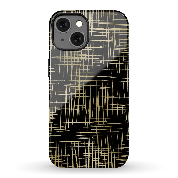 iPhone 13 StrongFit Crosshatch Black by Caitlin Workman
