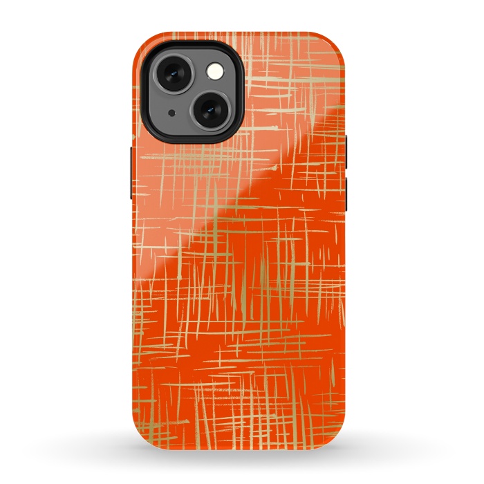 iPhone 13 mini StrongFit Crosshatch Red by Caitlin Workman