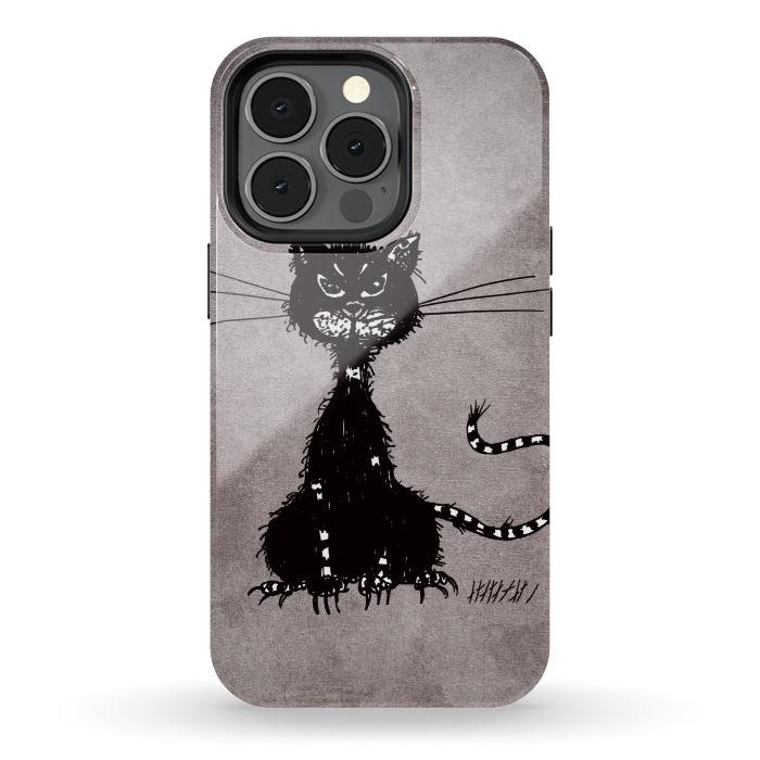 iPhone 13 pro StrongFit Ragged Evil Black Cat by Boriana Giormova