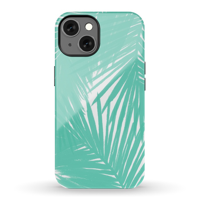 iPhone 13 StrongFit Palms Teal by Caitlin Workman