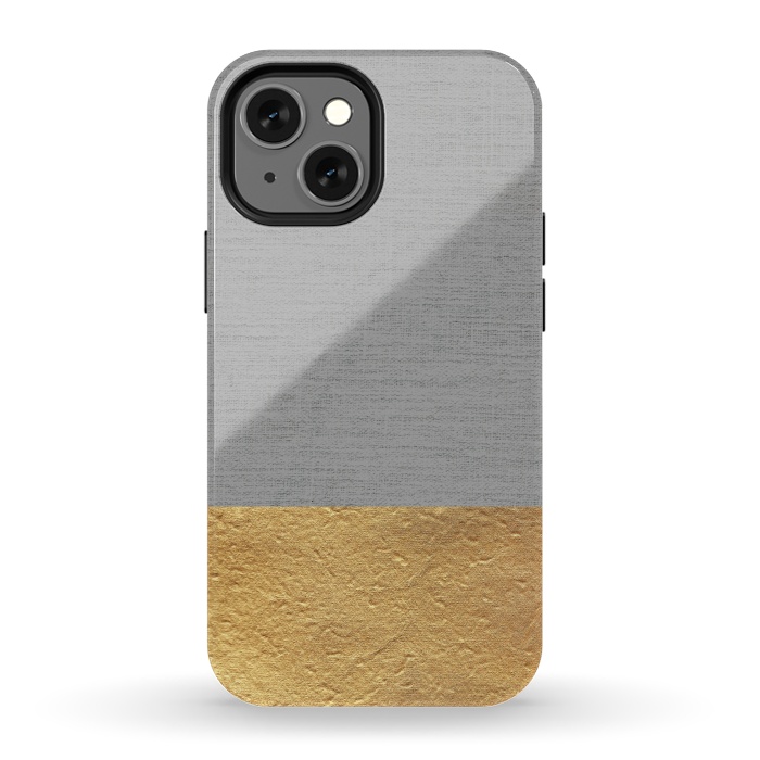 iPhone 13 mini StrongFit Color Blocked Gold and Grey by Caitlin Workman